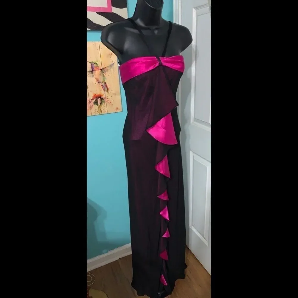 Like new beautiful pink/black formal dress - Picture 3 of 7